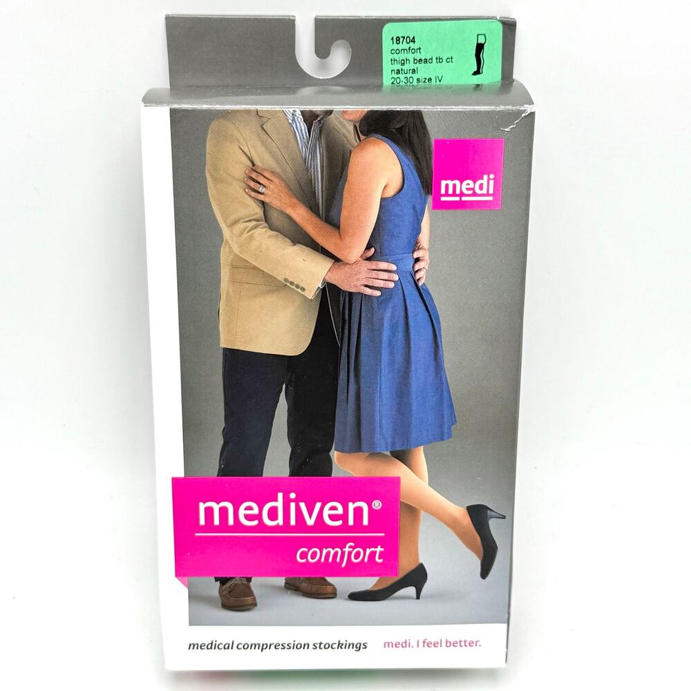 Mediven Compression Stockings 20-30mmHg IV Thigh High Closed Toe Beaded Natural